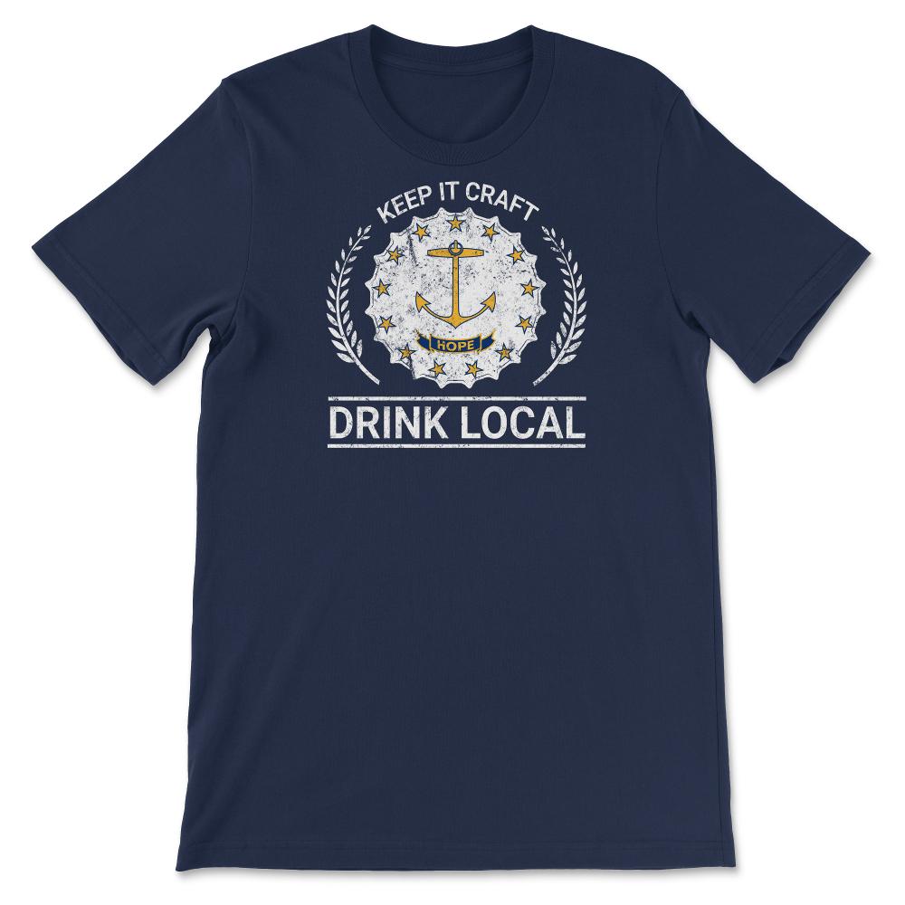 Drink Local Rhode Island Vintage Craft Beer Bottle Cap Brewing - Unisex T-Shirt - Navy