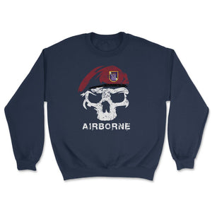 Vintage Army 95th Civil Affairs Skull Maroon Beret Special Operations - Unisex Sweatshirt - Navy