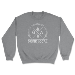 Drink Local Georgia Vintage Craft Beer Brewing Unisex T-shirt - Unisex Sweatshirt - Grey Heather