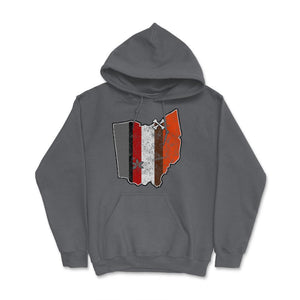 Cleveland Dawg Pound & Columbus Football Fan Buckeye Helmet Stripe - Hoodie - Smoke Grey