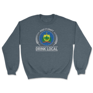 Drink Local Vermont Vintage Craft Beer Bottle Cap Brewing - Unisex Sweatshirt - Dark Grey Heather