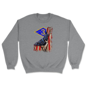 Third 3rd Ranger Battalion Blue Diamond USA Flag Pull Back Patriotic - Unisex Sweatshirt - Grey Heather