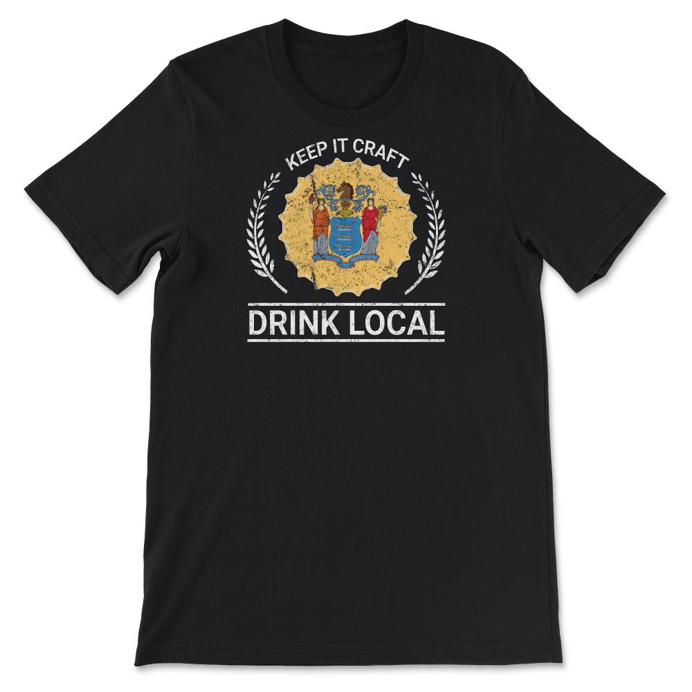 Drink Local New Jersey Vintage Craft Beer Bottle Cap Brewing - Unisex T-Shirt - Black