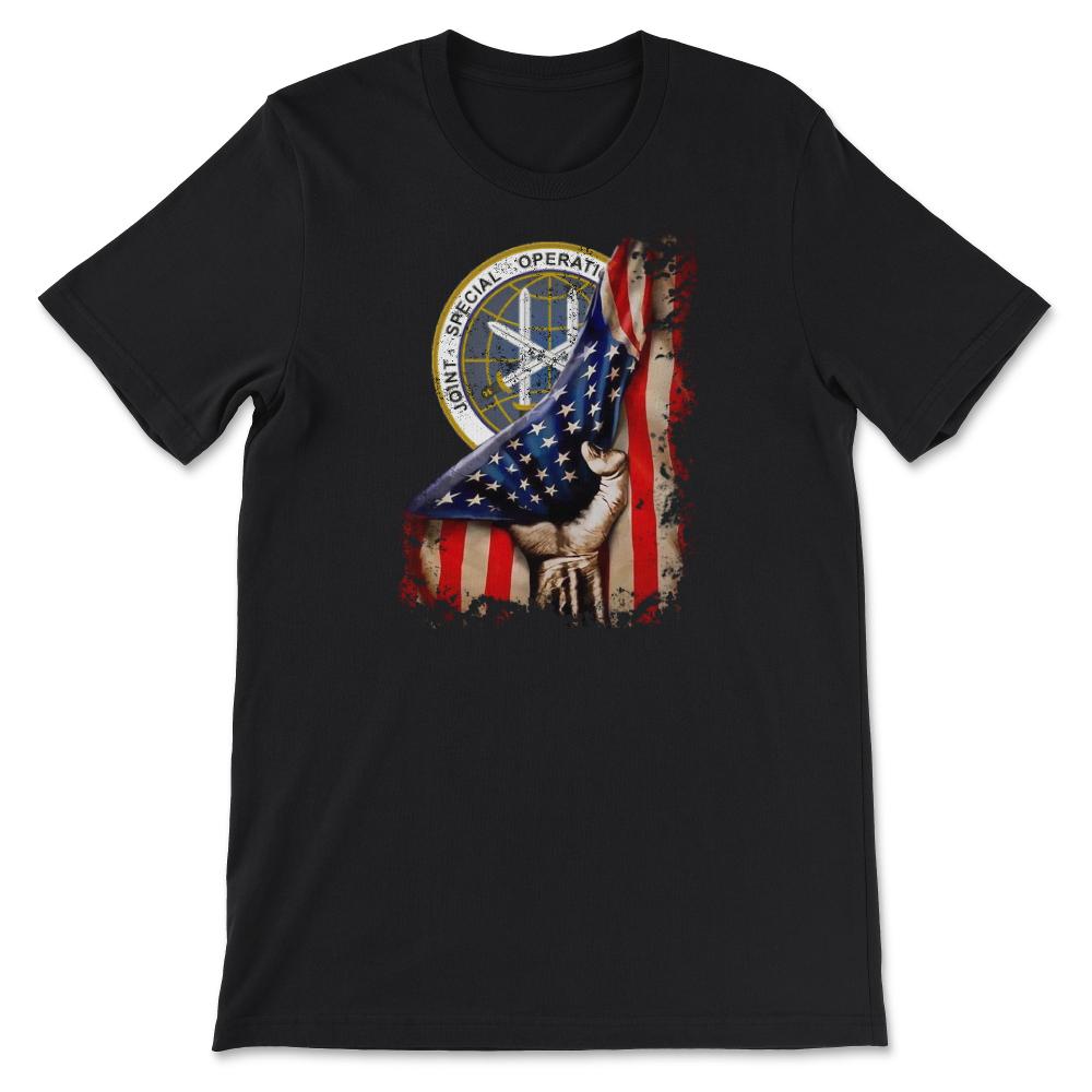 JSOC Patch Flag Pull Back Patriotic Special Operations - Unisex T-Shirt - Black