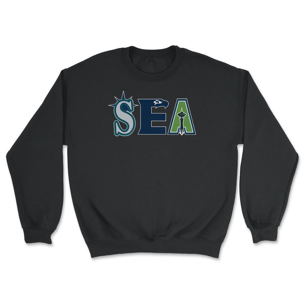 Seattle Washington Sports Fan Three Letter City Abbreviation - Unisex Sweatshirt - Black