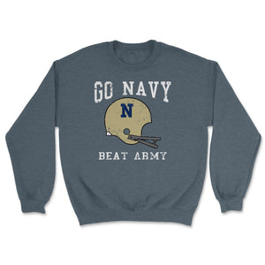 Go Navy Beat Army America's Game Vintage Football Helmet - Unisex Sweatshirt - Dark Grey Heather