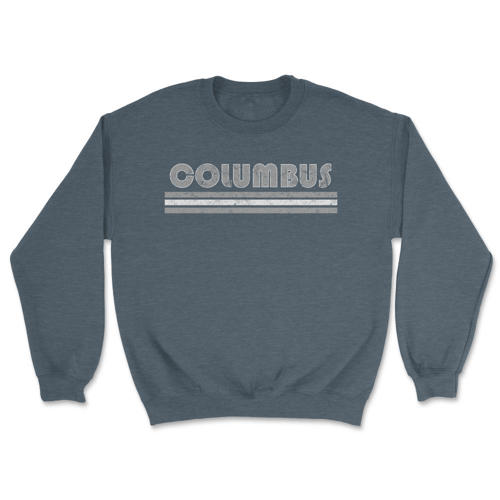 Vintage Columbus Ohio Retro Three Stripe Weathered - Unisex Sweatshirt - Dark Grey Heather