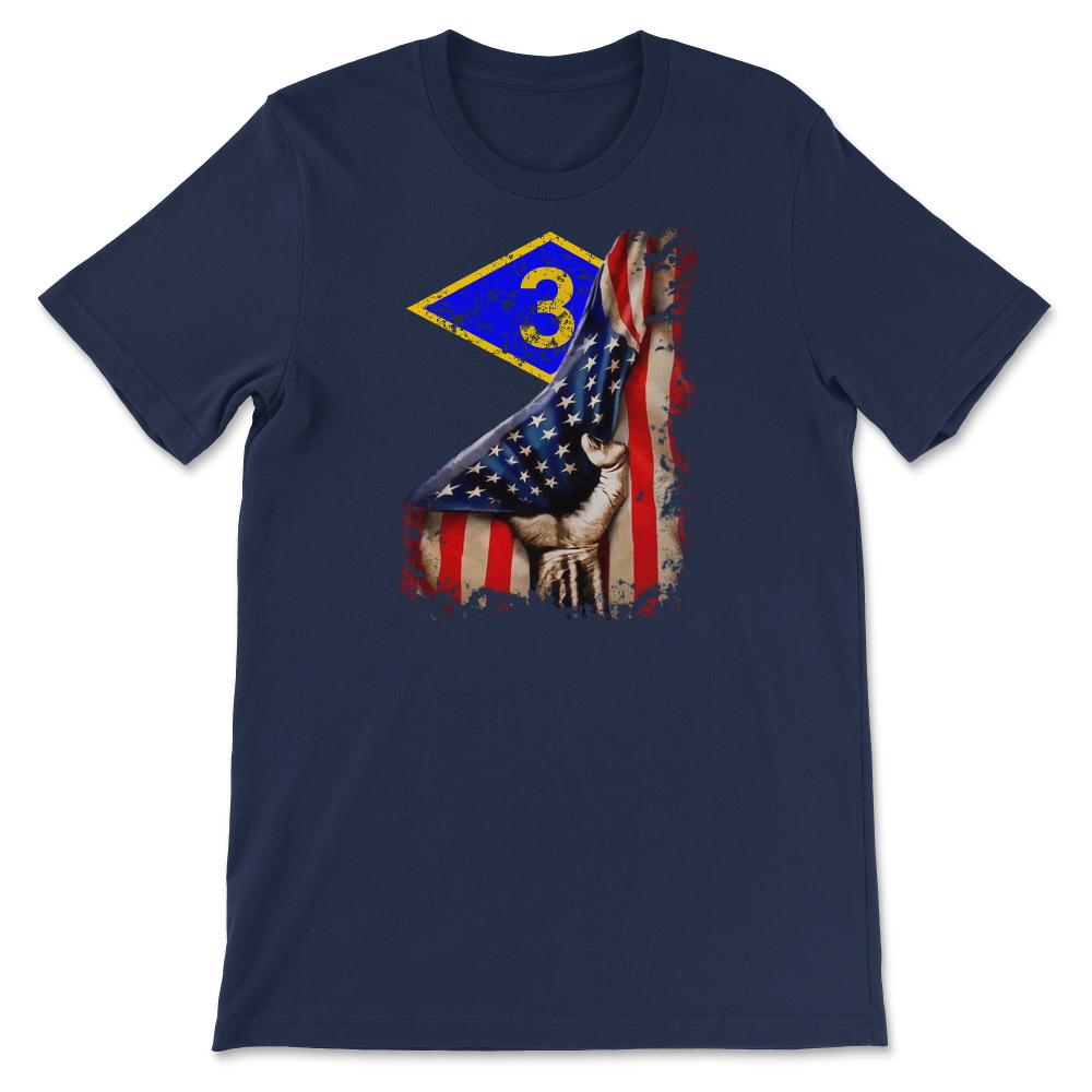 Third 3rd Ranger Battalion Blue Diamond USA Flag Pull Back Patriotic - Unisex T-Shirt - Navy