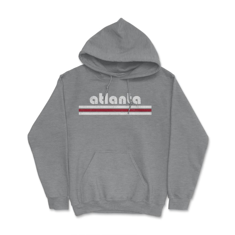 Vintage Atlanta Georgia Retro Three Stripe Weathered - Hoodie - Grey Heather