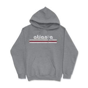 Vintage Atlanta Georgia Retro Three Stripe Weathered - Hoodie - Grey Heather