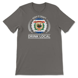 Drink Local West Virginia Vintage Craft Beer Bottle Cap Brewing - Unisex T-Shirt - Smoke Grey