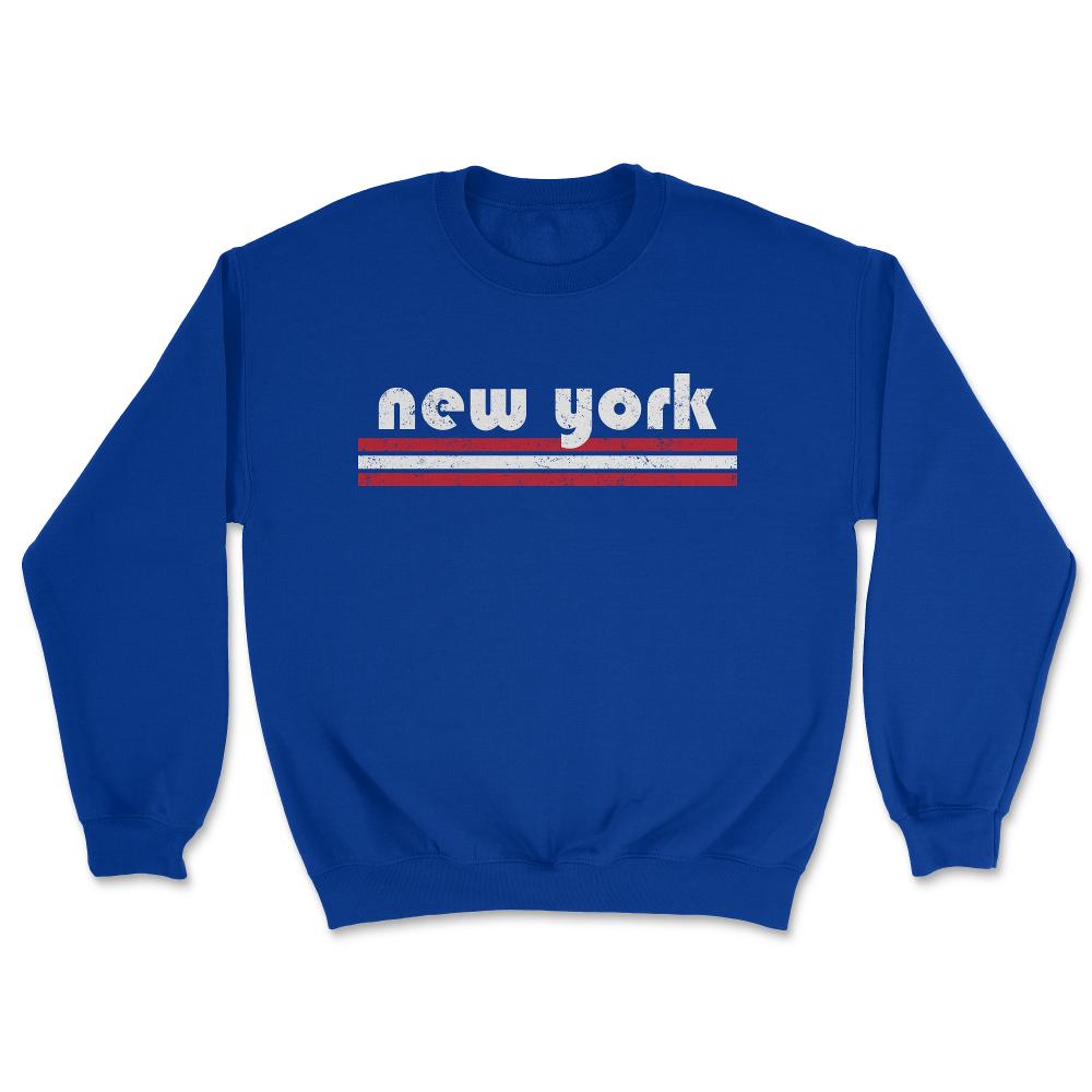 Vintage New York Retro Three Stripe Weathered - Unisex Sweatshirt - Royal