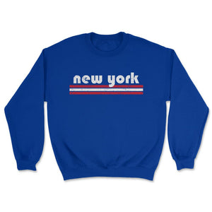 Vintage New York Retro Three Stripe Weathered - Unisex Sweatshirt - Royal