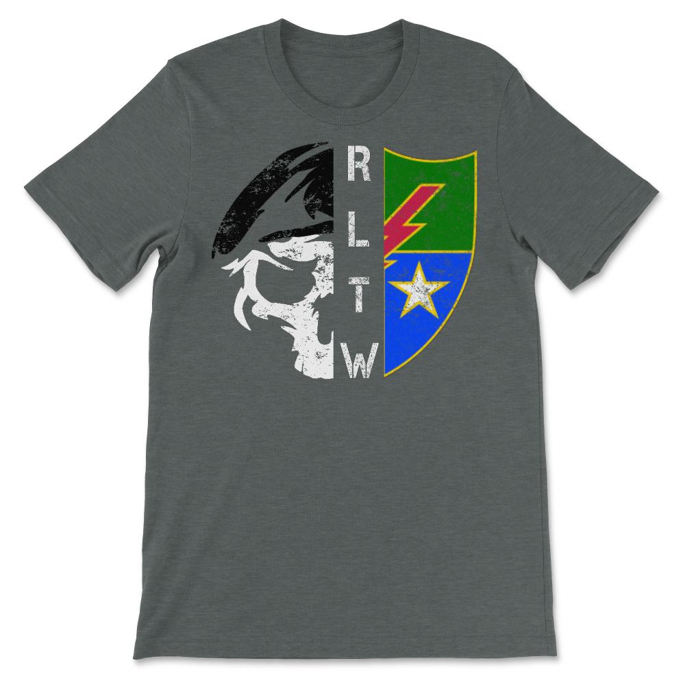 75th Vintage Army 75th Ranger Regiment DUI RLTW Half Skull Half Crest - Unisex T-Shirt - Dark Grey Heather