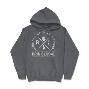 Drink Local Rhode Island Vintage Craft Beer Brewing - Hoodie - Smoke Grey