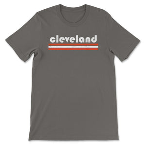 Vintage Cleveland Ohio Retro Three Stripe Weathered - Unisex T-Shirt - Smoke Grey