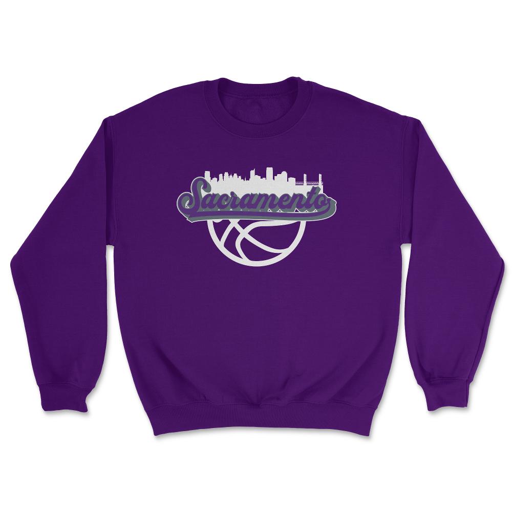 Sacramento California Basketball Fan City Skyline Classic Script - Unisex Sweatshirt - Purple