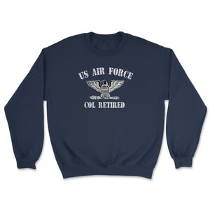 Vintage Retired Air Force Full Bird Colonel Military Veteran Retiree - Unisex Sweatshirt - Navy