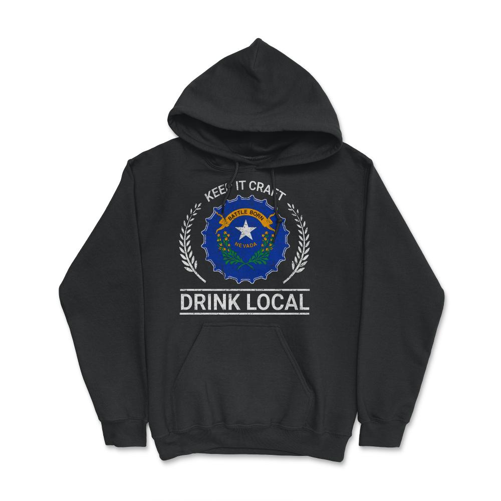 Drink Local Nevada Vintage Craft Beer Bottle Cap Brewing - Hoodie - Black