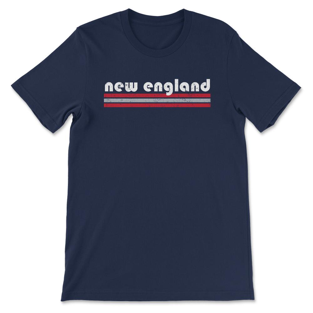 Vintage New England Retro Massachusetts Three Stripe Weathered - Unisex T-Shirt - Navy