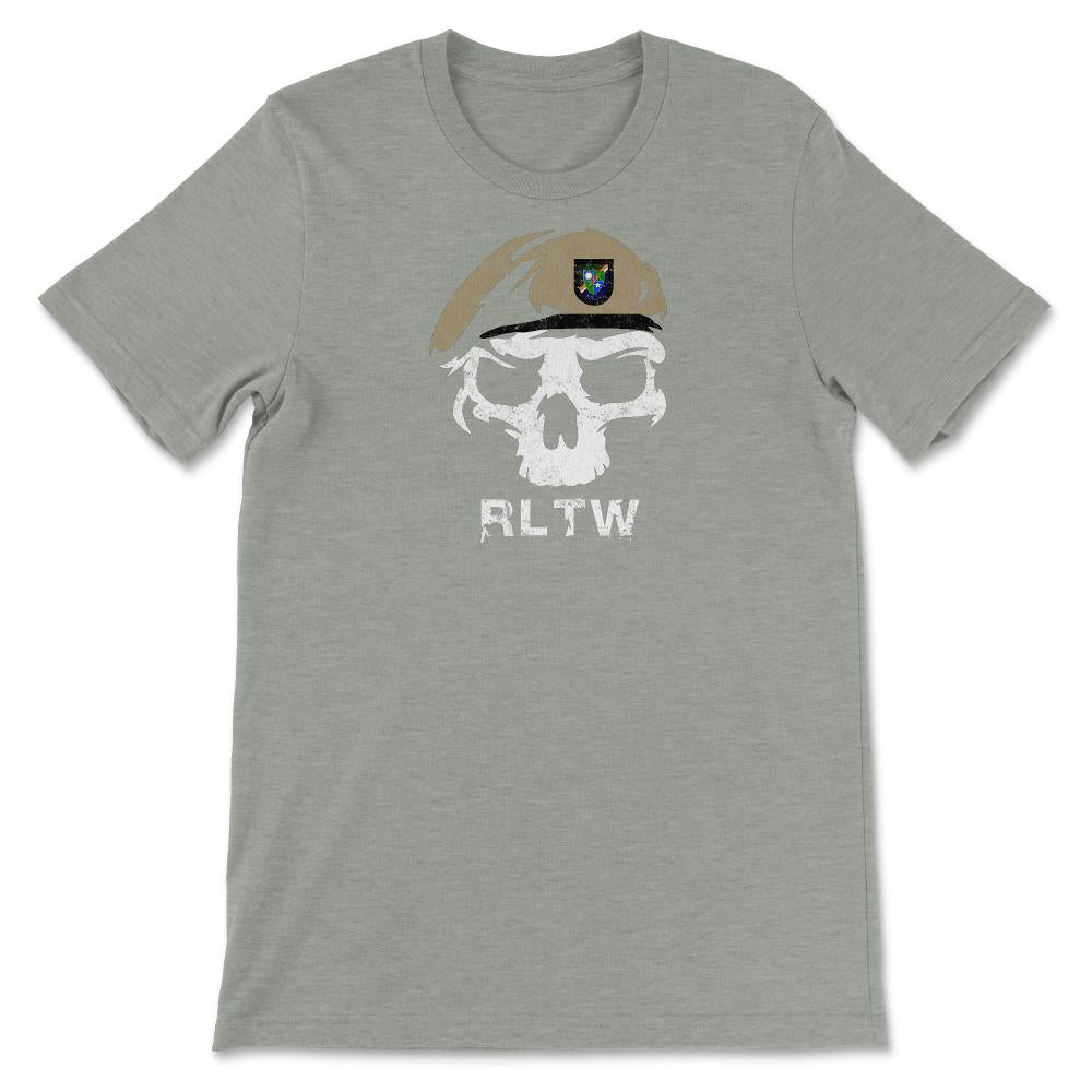 Vintage Army 75th Ranger Regiment DUI RLTW Skull Tan Beret Airborne - Unisex T-Shirt - Grey Heather