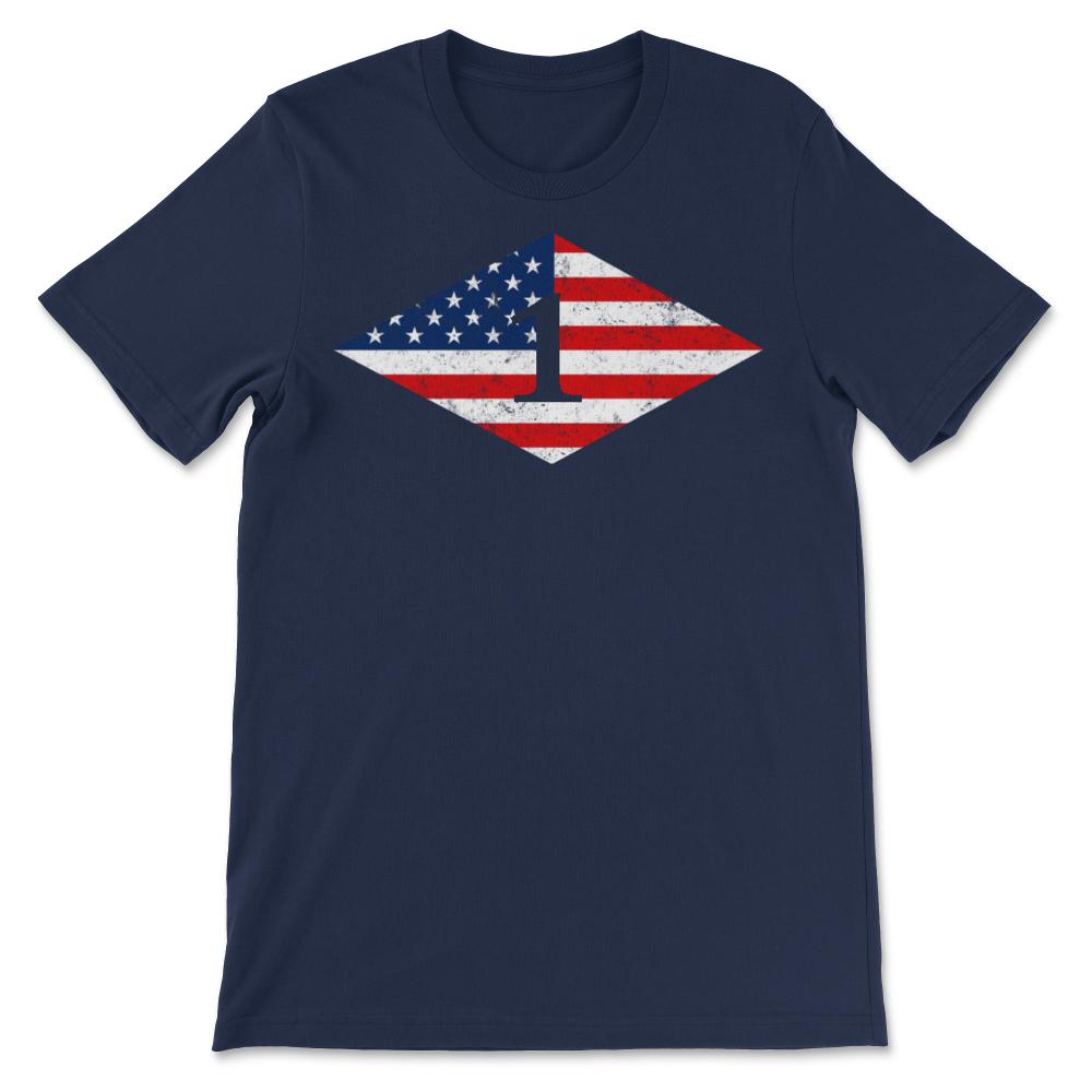 First Ranger Battalion USA Flag Diamond Patriotic Military Army Gift - Unisex T-Shirt - Navy