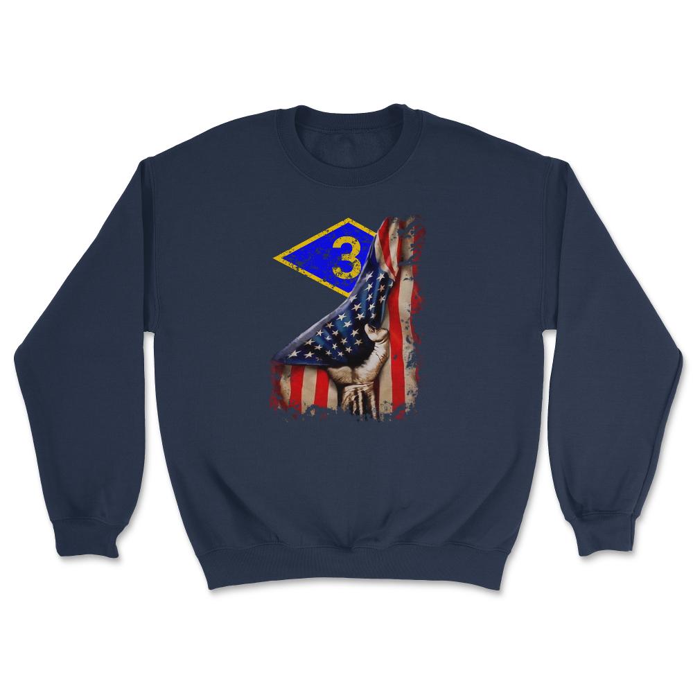 Third 3rd Ranger Battalion Blue Diamond USA Flag Pull Back Patriotic - Unisex Sweatshirt - Navy