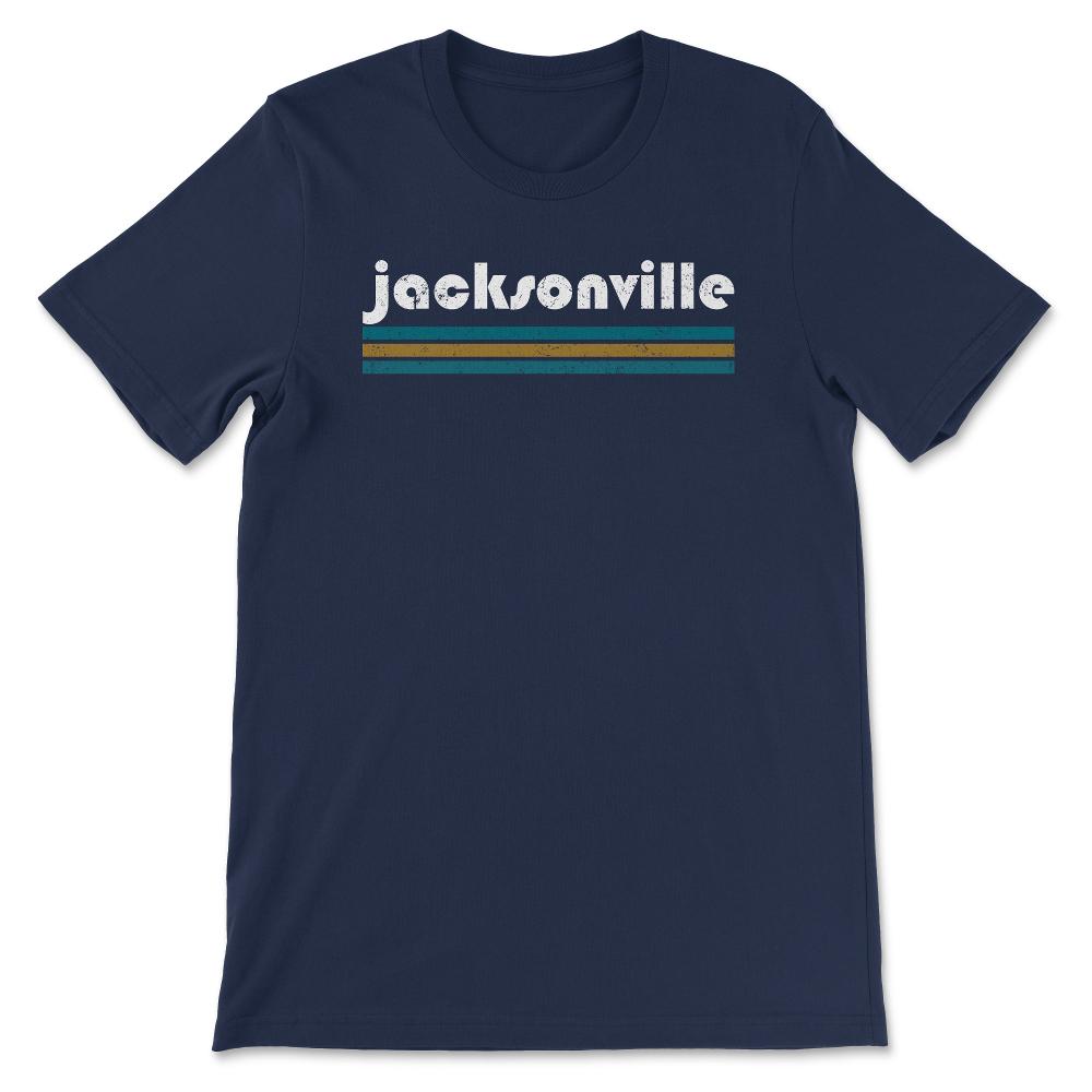 Vintage Jacksonville Florida Retro Three Stripe Weathered - Unisex T-Shirt - Navy
