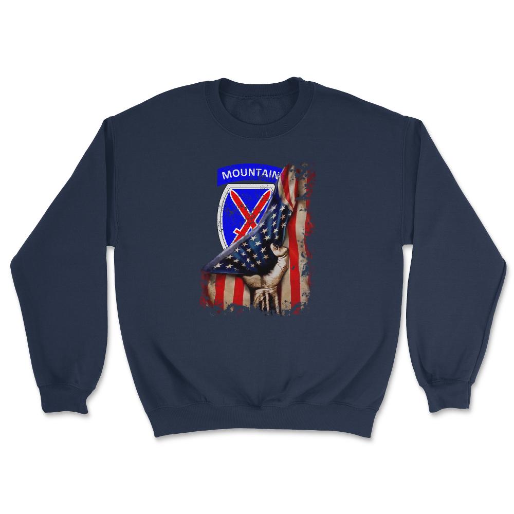 10th 10th Mountain Division US Flag Tear Patriotic Light Infantryflag - Unisex Sweatshirt - Navy