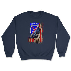 10th 10th Mountain Division US Flag Tear Patriotic Light Infantryflag - Unisex Sweatshirt - Navy