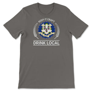 Drink Local Connecticut Vintage Craft Beer Bottle Cap Brewing - Unisex T-Shirt - Smoke Grey