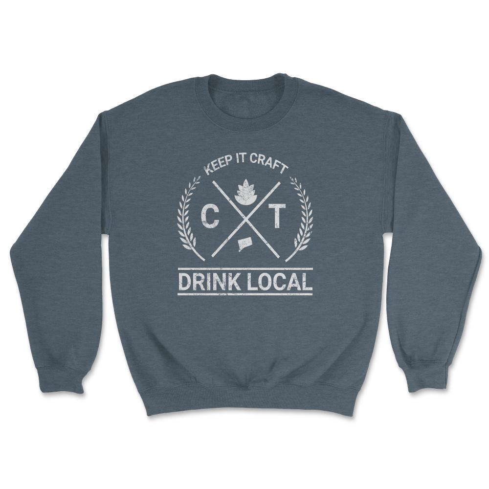 Drink Local Connecticut Vintage Craft Beer Brewing - Unisex Sweatshirt - Dark Grey Heather