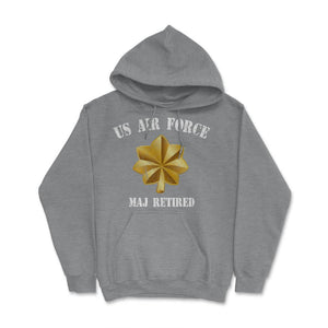 Vintage Retired Air Force Major Military Veteran Retiree - Hoodie - Grey Heather