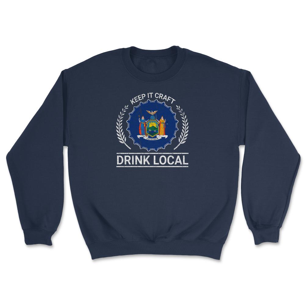 Drink Local New York Vintage Craft Beer New York Brewing - Unisex Sweatshirt - Navy