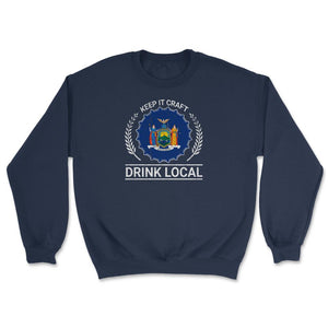 Drink Local New York Vintage Craft Beer New York Brewing - Unisex Sweatshirt - Navy