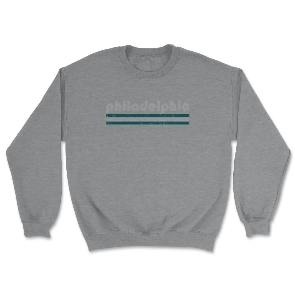 Vintage Philadelphia Pennsylvania Retro Three Stripe Weathered - Unisex Sweatshirt - Grey Heather