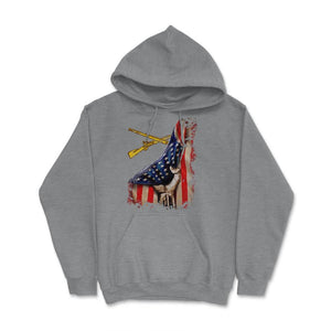 Infantry Rifles Combat Infantrymen US Flag Patriotic Soldier - Hoodie - Grey Heather