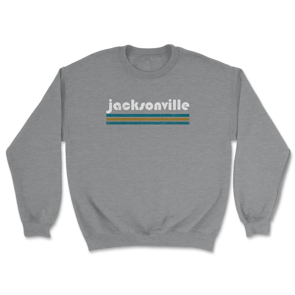 Vintage Jacksonville Florida Retro Three Stripe Weathered - Unisex Sweatshirt - Grey Heather