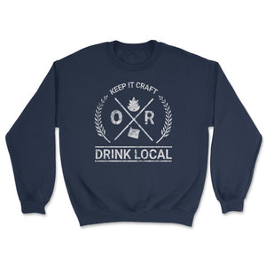 Drink Local Oregon Vintage Craft Beer Brewing - Unisex Sweatshirt - Navy