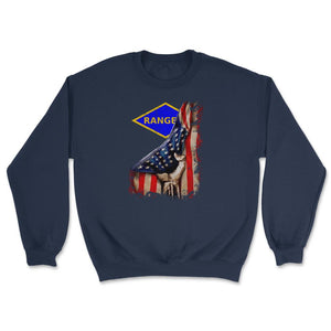 Blue Ranger Diamond USA Flag Pull Back Patriotic Military Gift - Unisex Sweatshirt - Navy