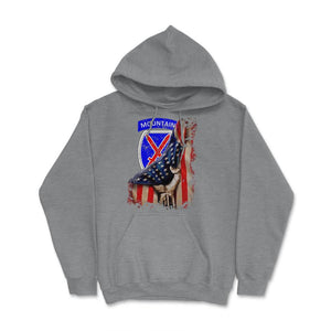 10th 10th Mountain Division US Flag Tear Patriotic Light Infantryflag - Hoodie - Grey Heather