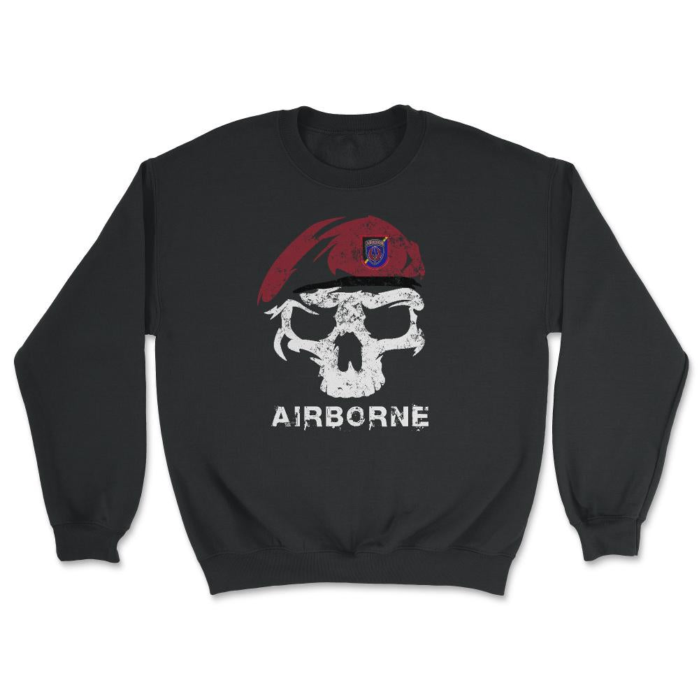 Vintage Army ARSOAC Skull Maroon Beret Special Operations Aviation - Unisex Sweatshirt - Black