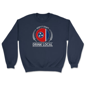 Drink Local Tennessee Vintage Craft Beer Bottle Cap Brewing - Unisex Sweatshirt - Navy