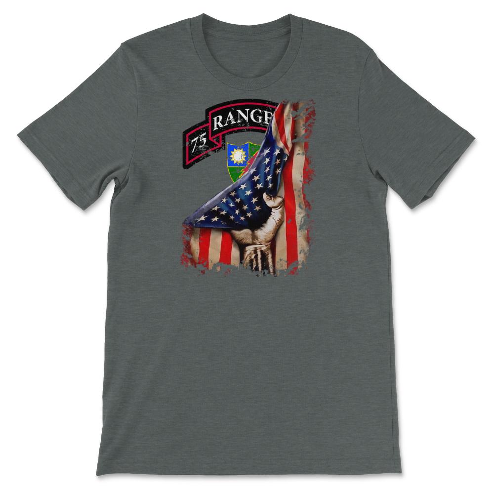 75th Ranger Regiment Scroll USA Flag Pull Back Patriotic Military Gift - Unisex T-Shirt - Dark Grey Heather