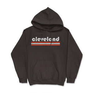 Vintage Cleveland Ohio Retro Three Stripe Weathered - Hoodie - Brown