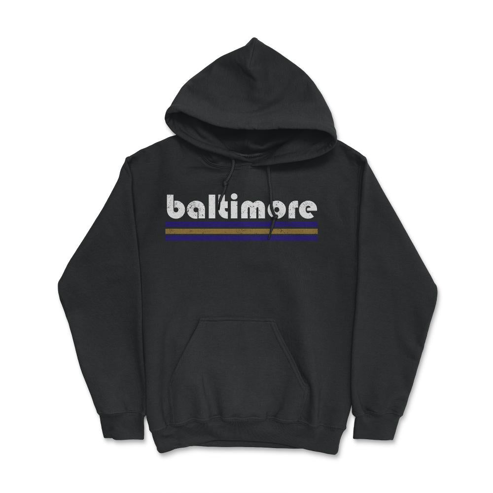 Vintage Baltimore Maryland Retro Three Stripe Weathered - Hoodie - Black