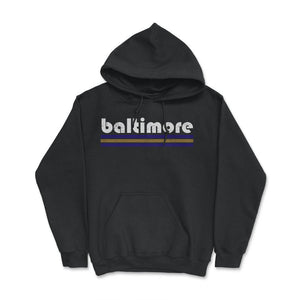 Vintage Baltimore Maryland Retro Three Stripe Weathered - Hoodie - Black