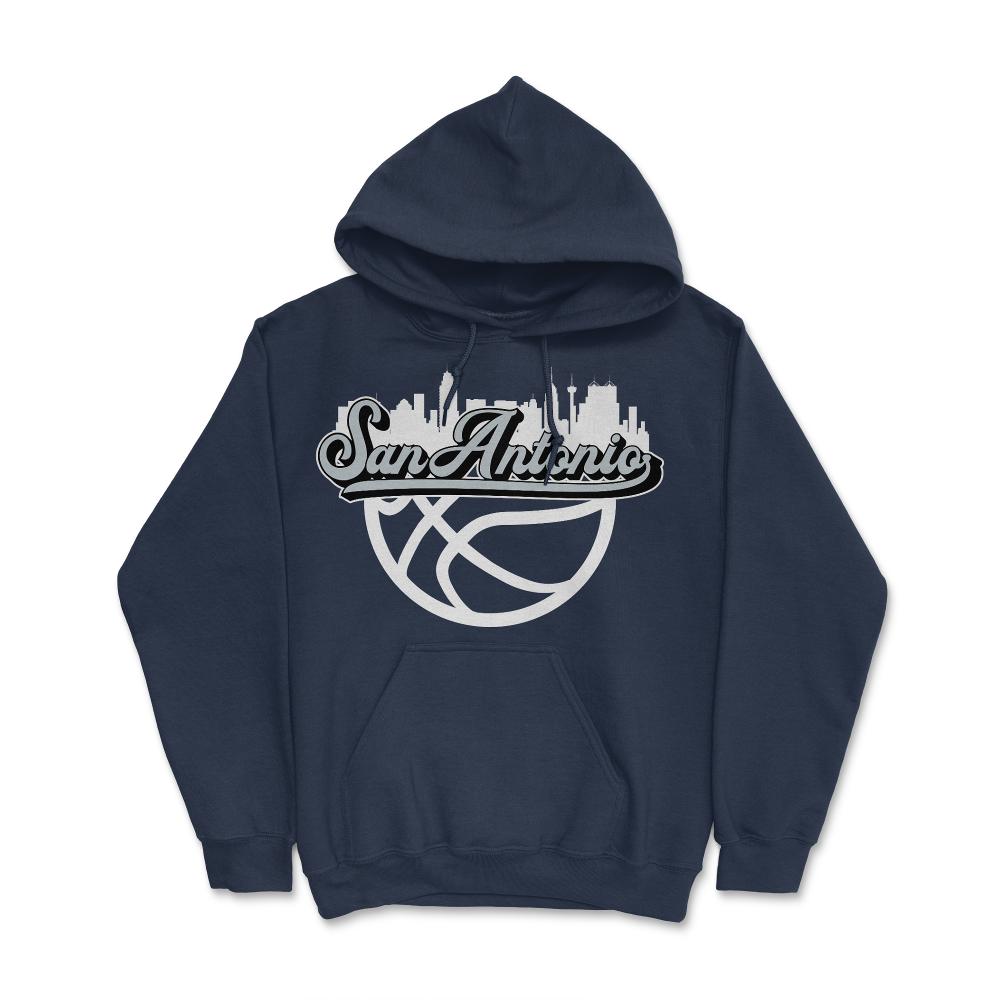 San Antonio Texas Basketball Fan City Skyline Classic Script - Hoodie - Navy