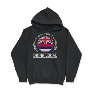 Drink Local Hawaii Vintage Craft Beer Bottle Cap Brewing - Hoodie - Black