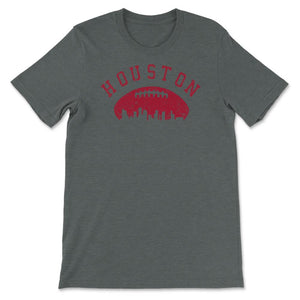 Vintage Houston Texas Football City Skyline Gameday Tailgating - Unisex T-Shirt - Dark Grey Heather